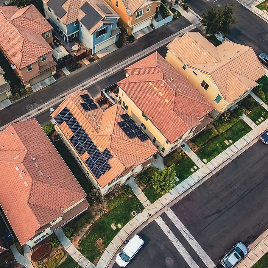 Aerial view Residential Solar Install