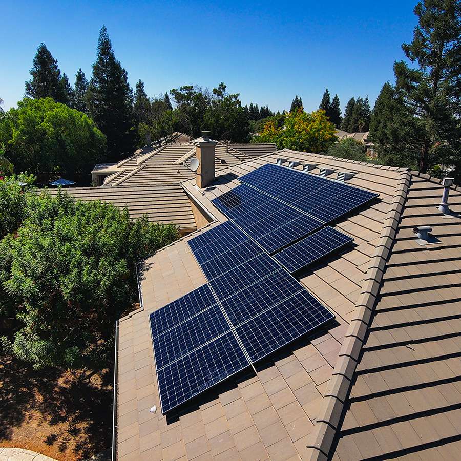 Tile roof with solar array